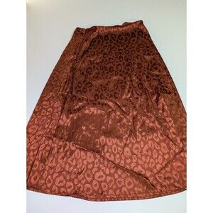 SHEIN Metallic Leopard Print Midi Skirt Bronze Copper Shimmer Size M
